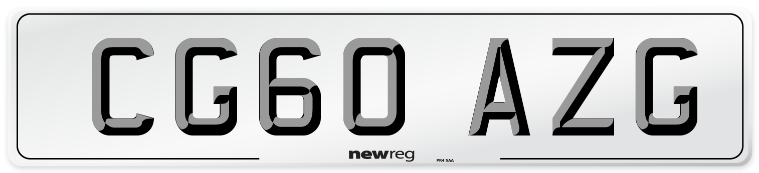 CG60 AZG Number Plate from New Reg
